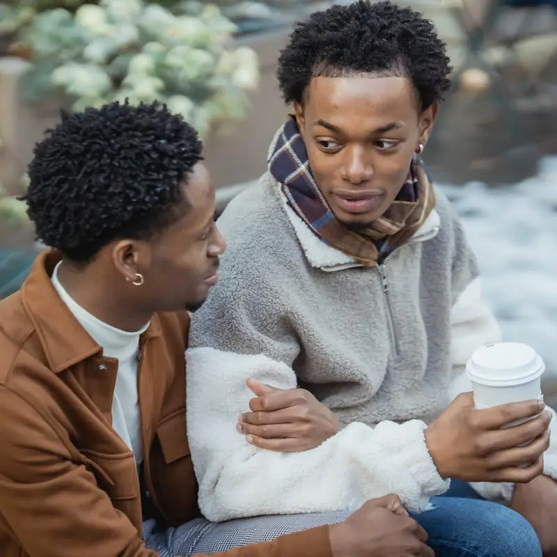 Gay couple winter